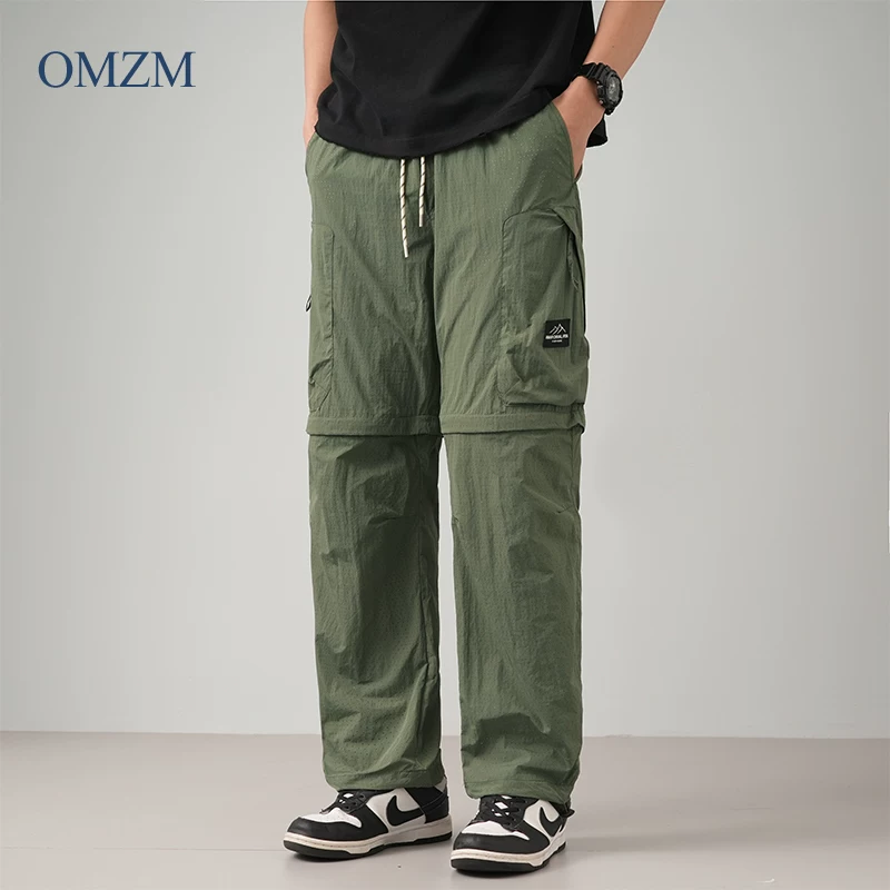 Quần vận chuyển hàng hóa có thể tháo rời ngoài trời OMZM dành cho nam giới, quần thể thao mỏng nhanh khô mùa hè, quần chức năng đi bộ đường dài và leo núi.