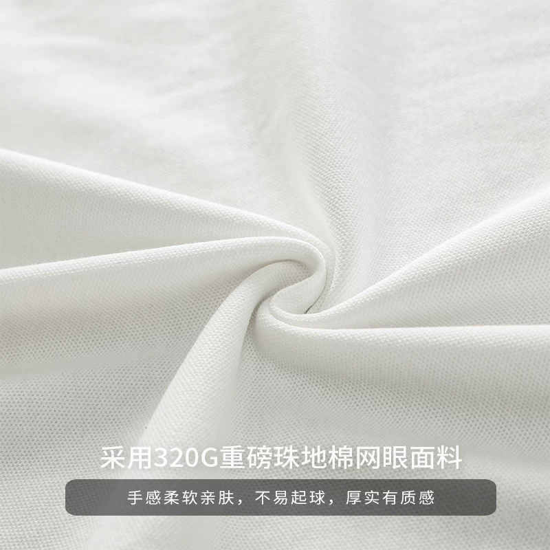 OMZM Áo sơ mi POLO hạng nặng 320G phong cách Mỹ ngắn tay mùa hè dành cho nam giới phong cách Nhật Bản đơn giản thêu áo thun dáng rộng có cổ Paul