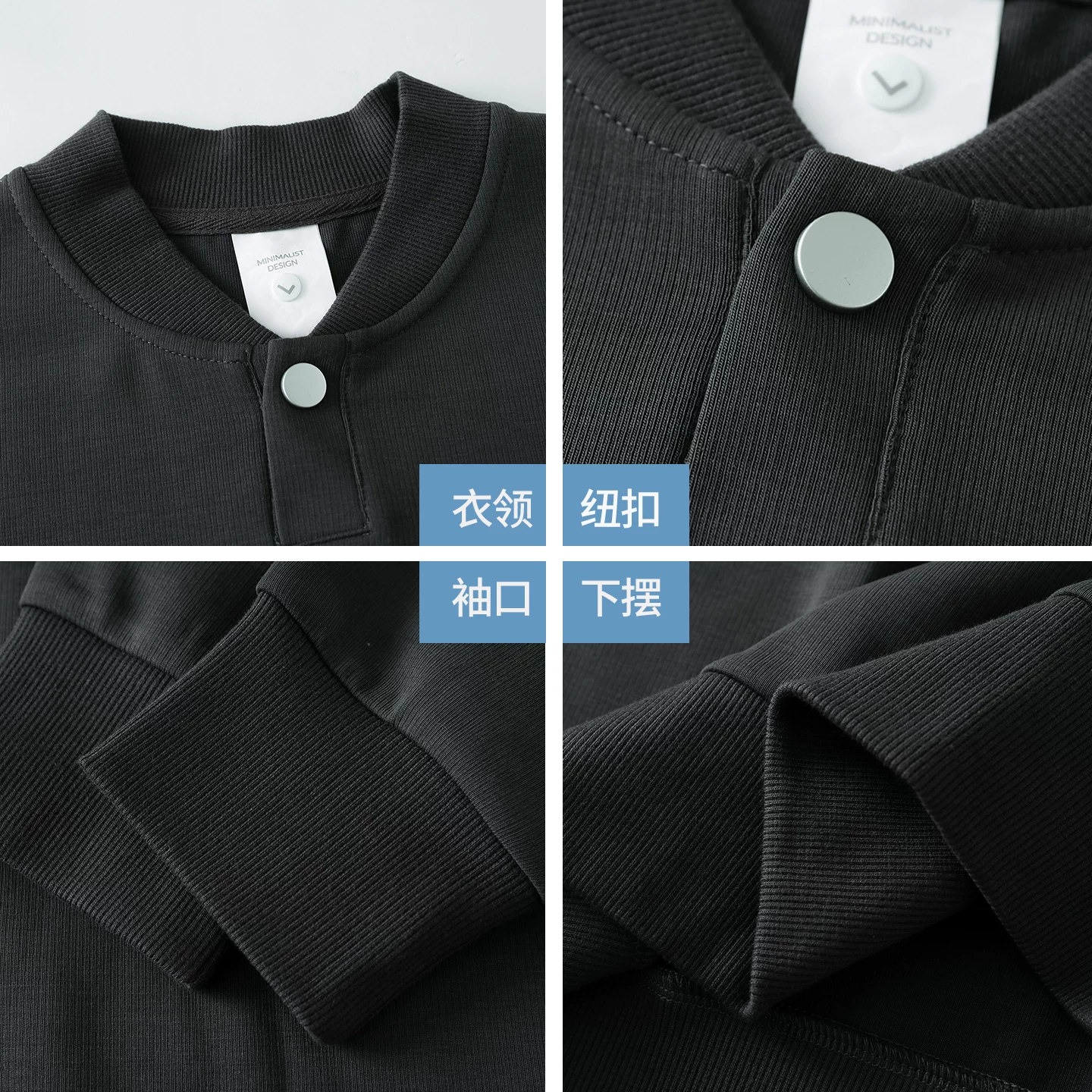 OMZM Áo thun nam tay dài cổ lọ kiểu Nhật Bản, áo thun nam dài tay màu trơn có thiết kế cài nút ở cổ áo