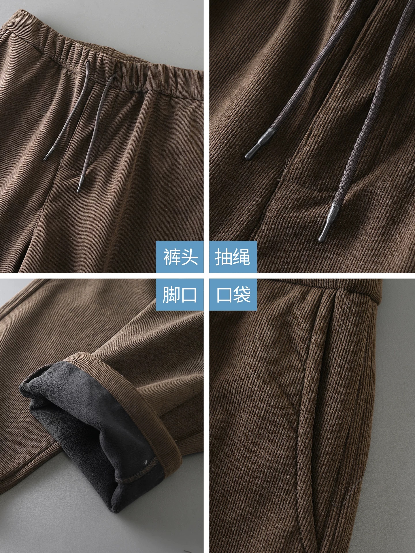 Quần vải nhung kiểu Mỹ OMZM dành cho nam, quần ống đứng ấm áp lót lông cừu cổ điển mùa đông, quần thể thao dày màu trơn.