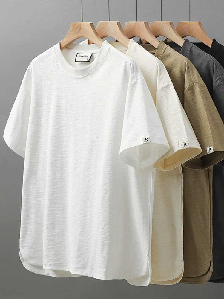 [Thoáng mát và thoáng khí] Áo thun ngắn tay bằng vải cotton tre hạng nặng 300G dành cho nam, mùa hè dáng rộng cỡ lớn bằng cotton nguyên chất cổ tròn nửa tay