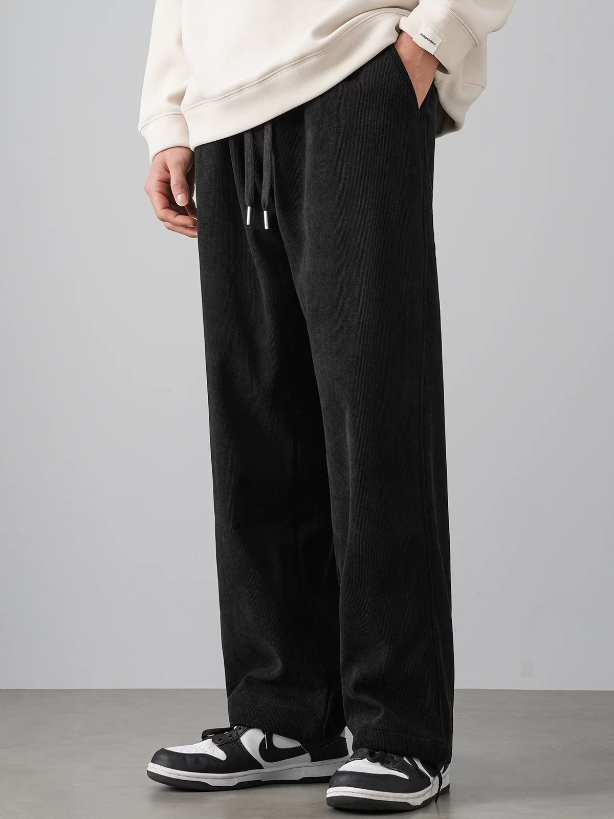 Quần chenille hạng nặng OMZM500G dành cho nam, quần dài ống rộng dáng rộng phong cách retro mùa thu đông có lót lông cừu