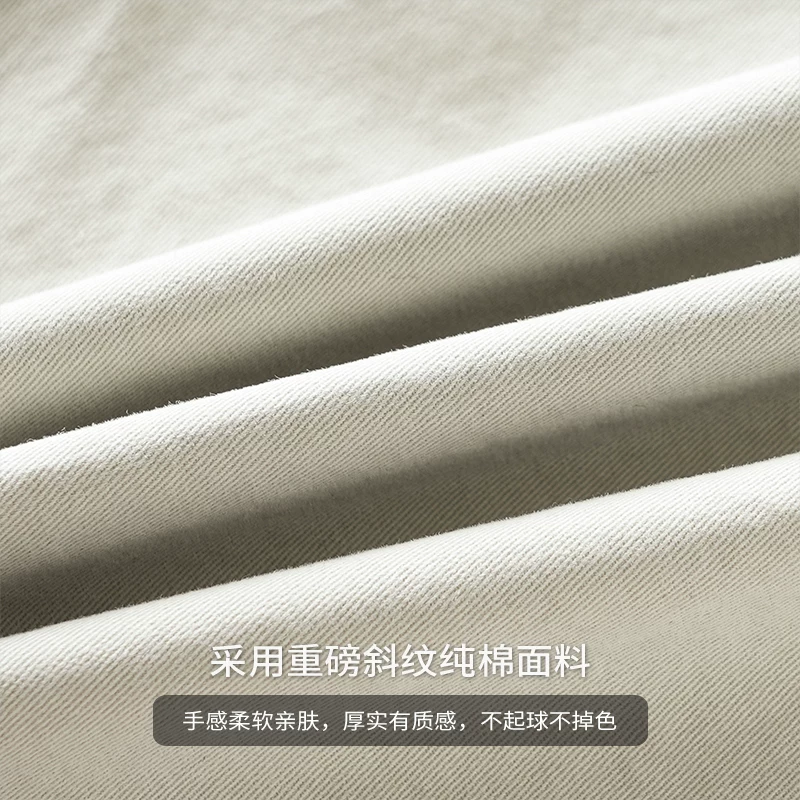 Áo khoác sơ mi cotton dày 400G dành cho nam, mùa xuân thu, kiểu Mỹ cổ điển, áo sơ mi màu trơn đã qua xử lý làm mềm