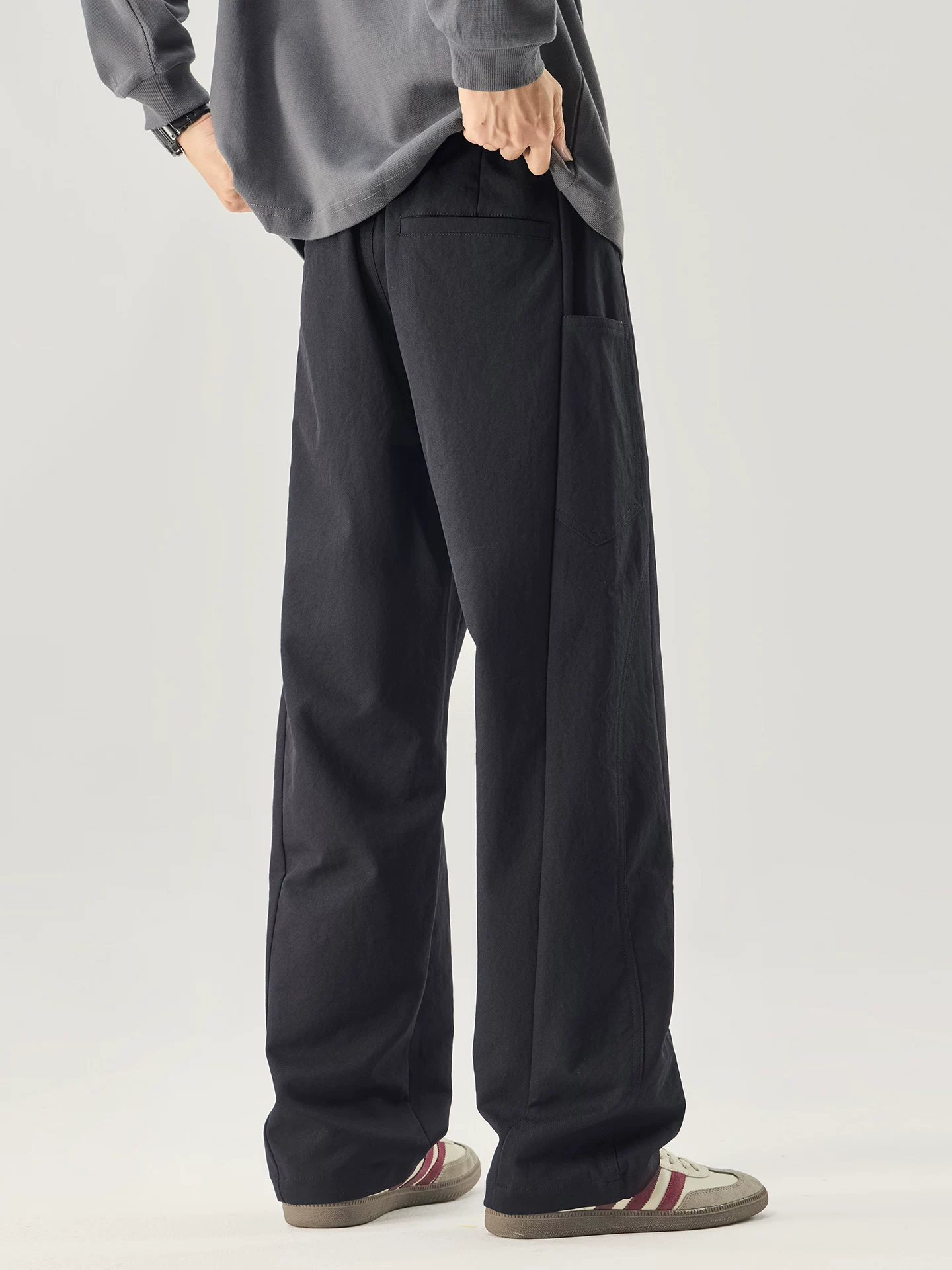 Quần cargo ống thẳng kiểu Mỹ OMZM dành cho nam, quần ống rộng dáng rộng mùa thu đông, quần thể thao kiểu kiếm lưỡi liềm dành cho giới trẻ