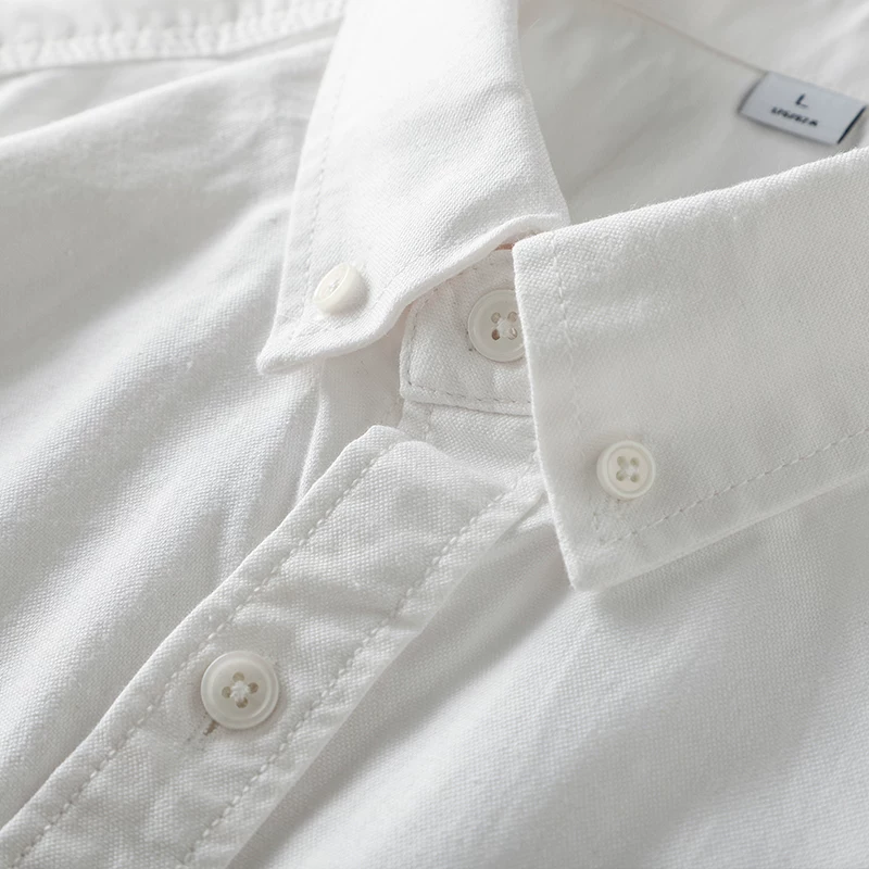 Áo sơ mi Oxford hạng nặng kiểu Mỹ dành cho nam, áo sơ mi trắng cao cấp dài tay, áo khoác có cổ bằng vải cotton nguyên chất của cityboy, hợp thời trang