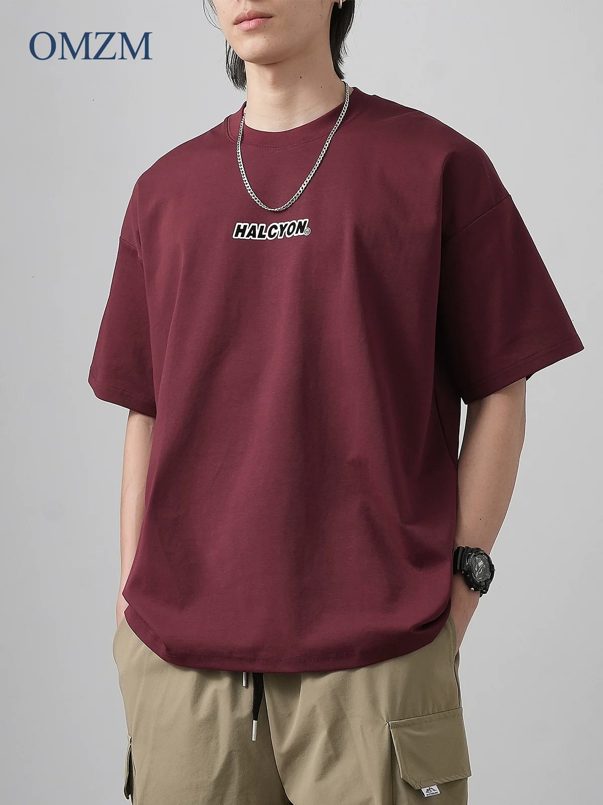 [Chất liệu cotton hai mặt] Áo thun ngắn tay hạng nặng 250g kiểu Mỹ dành cho nam, áo thun in chữ thương hiệu hợp thời trang mùa hè, cổ tròn nửa tay