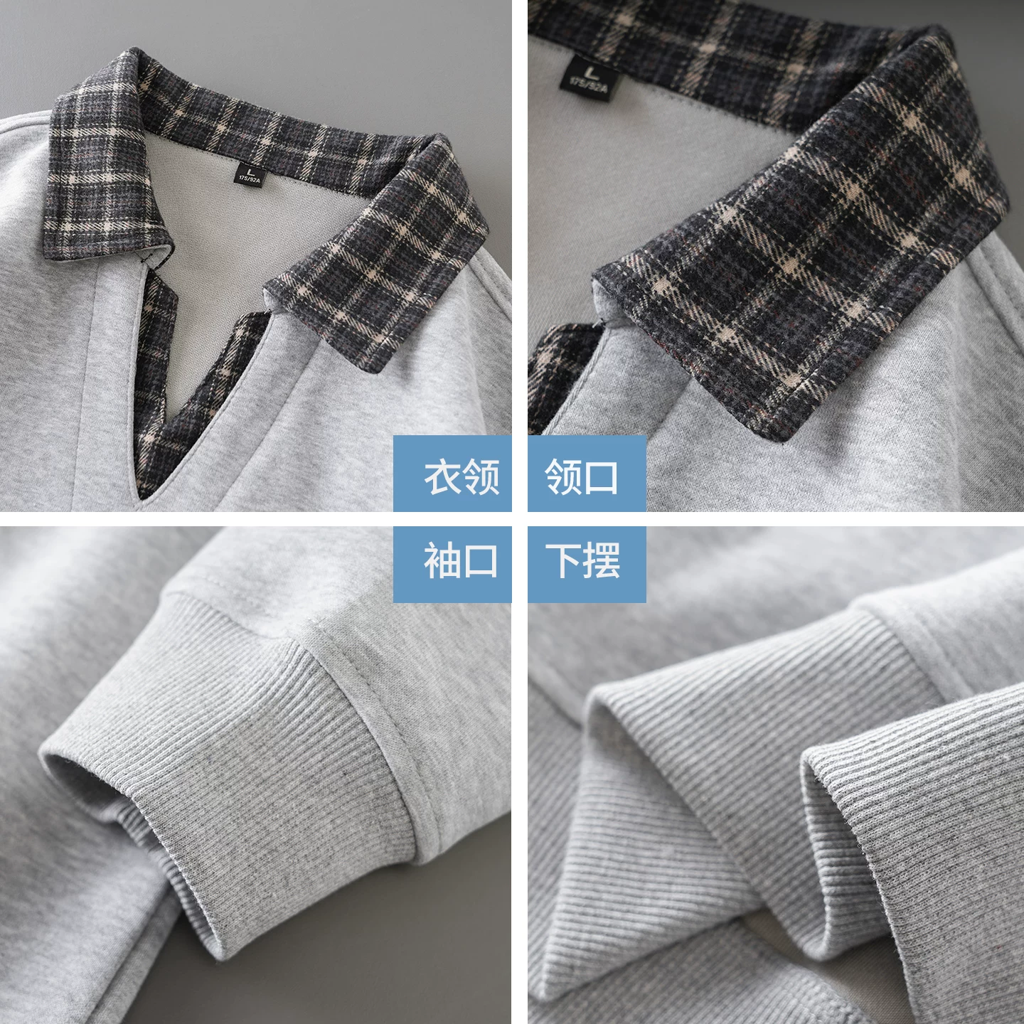 Áo nỉ giả hai mảnh hạng nặng OMZM420G dành cho nam, áo chui đầu cổ chữ V cổ điển kiểu Mỹ mùa thu, áo khoác chắp vá rộng rãi