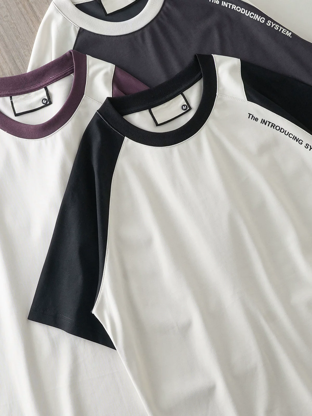 Áo thun nam tay ngắn chất liệu cotton lụa băng dày 240G kiểu Mỹ, áo thun nam mùa hè mỏng, nhanh khô, tay raglan phối màu