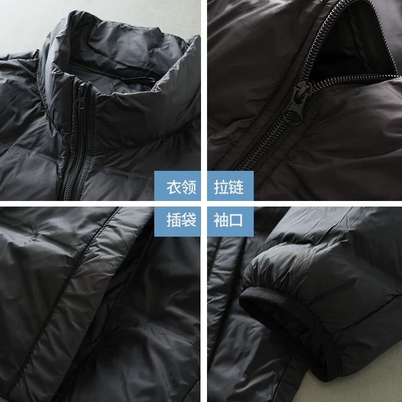 Áo khoác cotton cổ đứng nhẹ OMZM dành cho nam, kiểu mới mùa đông 2024, áo khoác mềm mại có lớp lót bên trong, áo khoác cotton dày dặn và ấm áp.