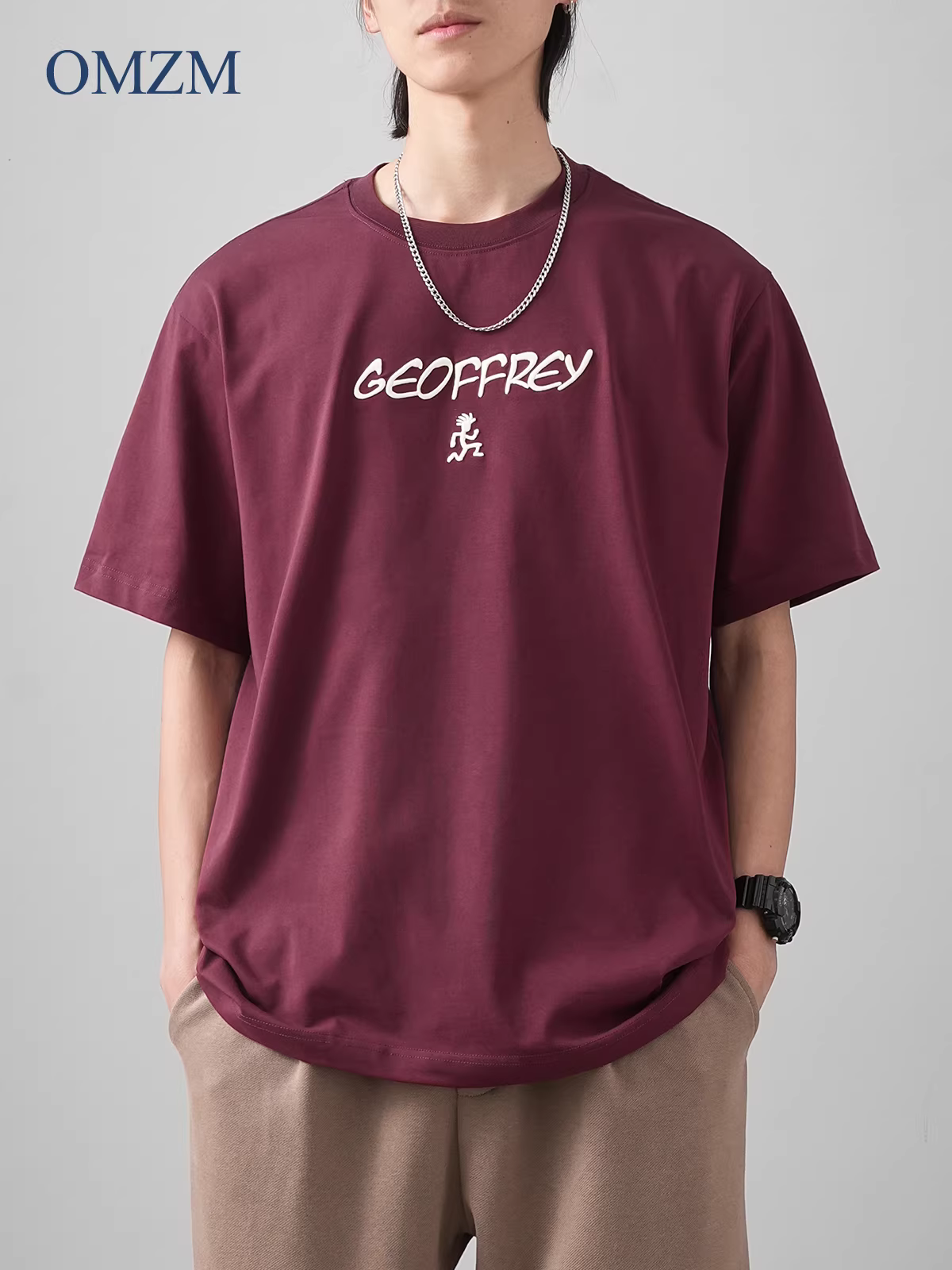 【Little Savage Embroidery】Áo thun ngắn tay hạng nặng 240G dành cho nam, Áo thun nửa tay cổ tròn bằng cotton Summer Island