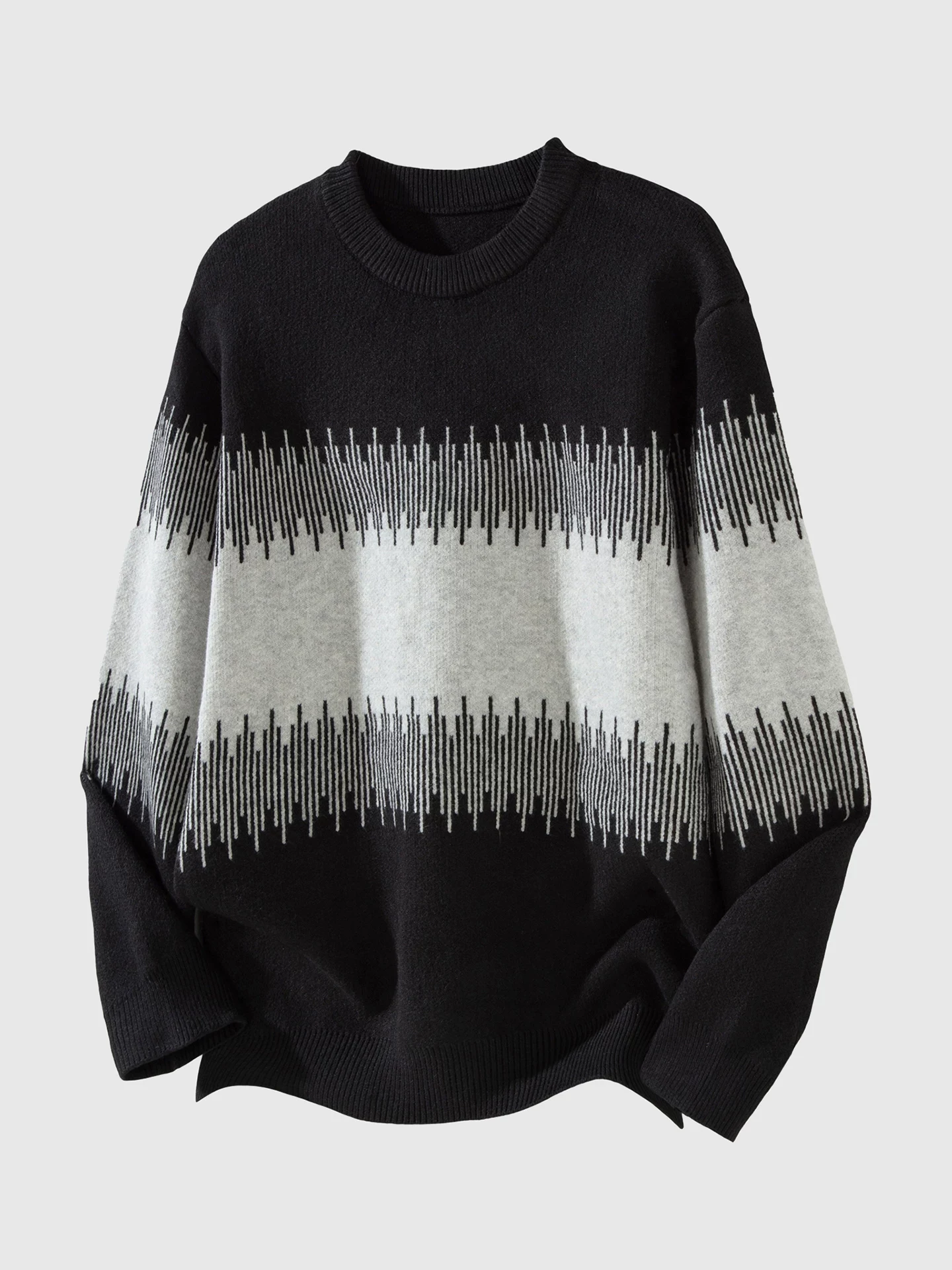 Áo len nam OMZM750G màu sắc nổi bật, phong cách retro mùa đông, kiểu dáng lười biếng, áo len cổ tròn phối màu tương phản, áo lót giữ ấm