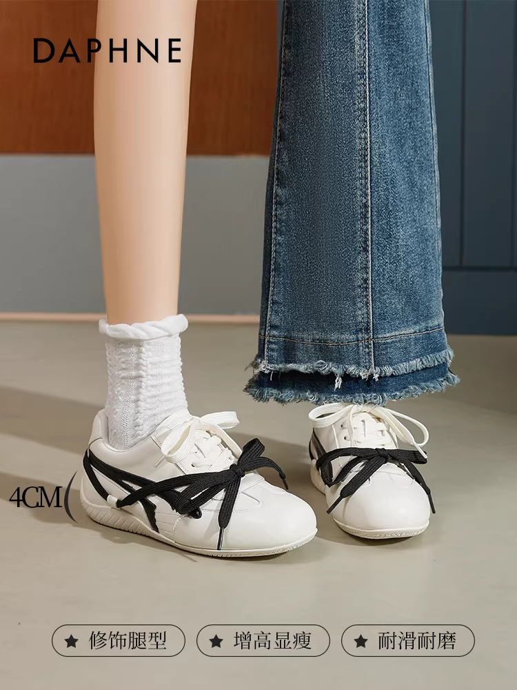 Giày thể thao đạo đức màu đen Daphne dành cho nữ 2026 giày thể thao thông thường mùa xuân mới đa năng giày đế mềm đế dày