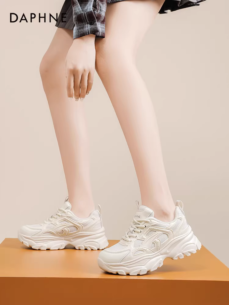 Giày thể thao đế dày lót lông cừu Daphne dành cho nữ, giày thể thao thường ngày mùa thu đông 2025 mới, giày thể thao màu trắng ấm áp dành cho nữ.