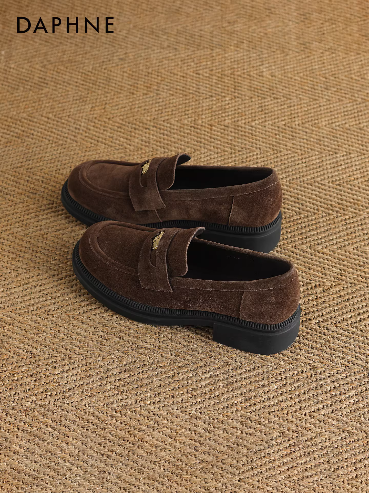 Giày lười đế dày Daphne dành cho nữ 2025, kiểu dáng Anh quốc cổ điển sang trọng, giày da nữ kiểu dáng đơn giản, dễ mang.