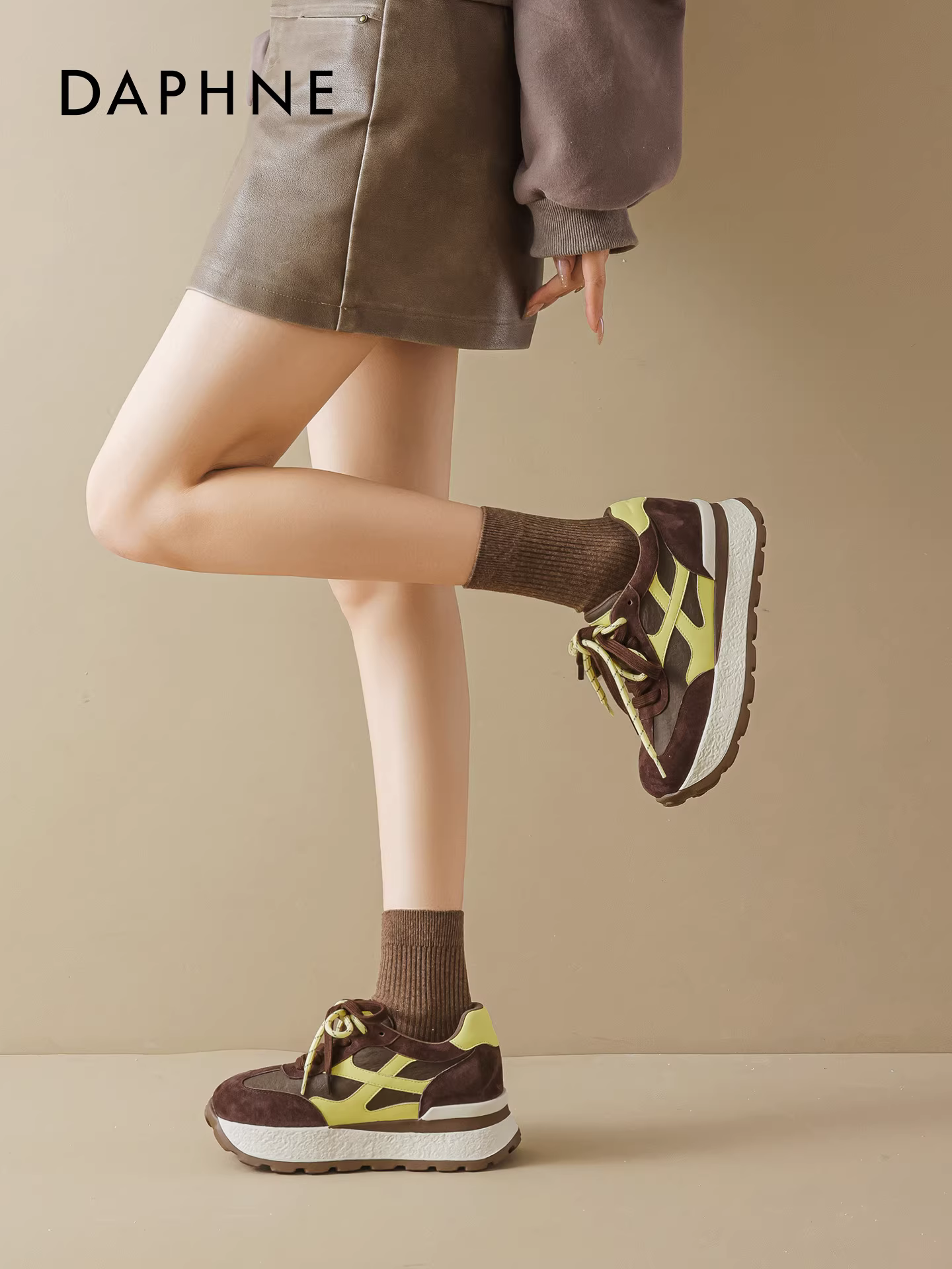 Giày tập luyện đế dày Daphne của Đức dành cho nữ, giày thể thao Melard mùa thu đông 2025 mới, kiểu dáng thường ngày, tăng chiều cao ẩn, giày thể thao.