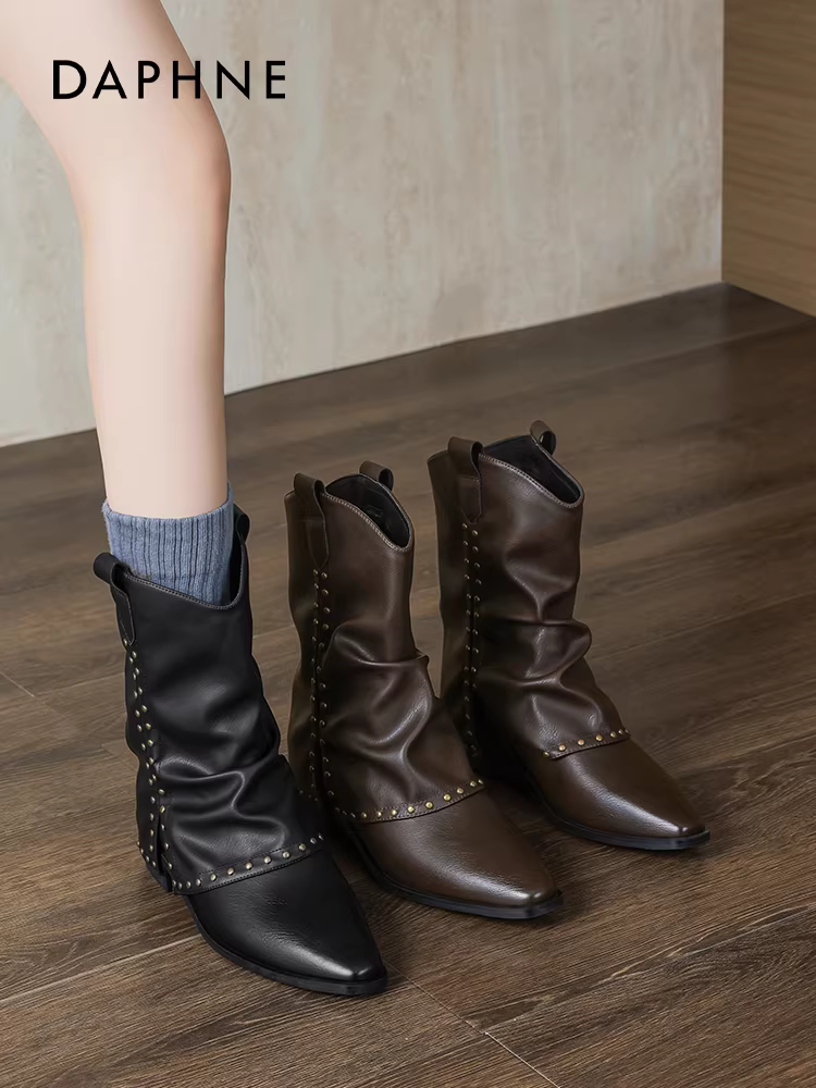 Giày bốt ngắn Daphne Maillard dành cho nữ, mẫu mới thu 2025, kiểu dáng ôm sát, rất thời trang, kiểu dáng bootcut mũi nhọn, kiểu Martin.