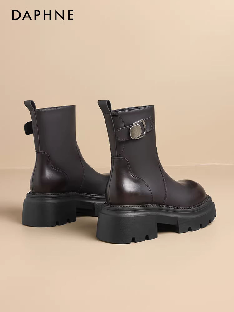 Giày bốt ngắn Daphne dành cho nữ dáng nhỏ, mẫu mới mùa hè 2025, kiểu Anh đế dày, giày Chelsea mùa thu