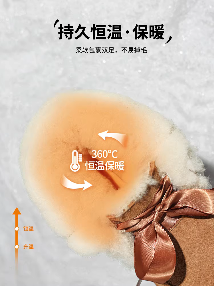 Giày bốt tuyết đế dày Daphne dành cho nữ mùa đông 2025 kiểu mới giữ ấm chống lạnh, lót lông mềm mại, tăng chiều cao, chất liệu cotton Đông Bắc