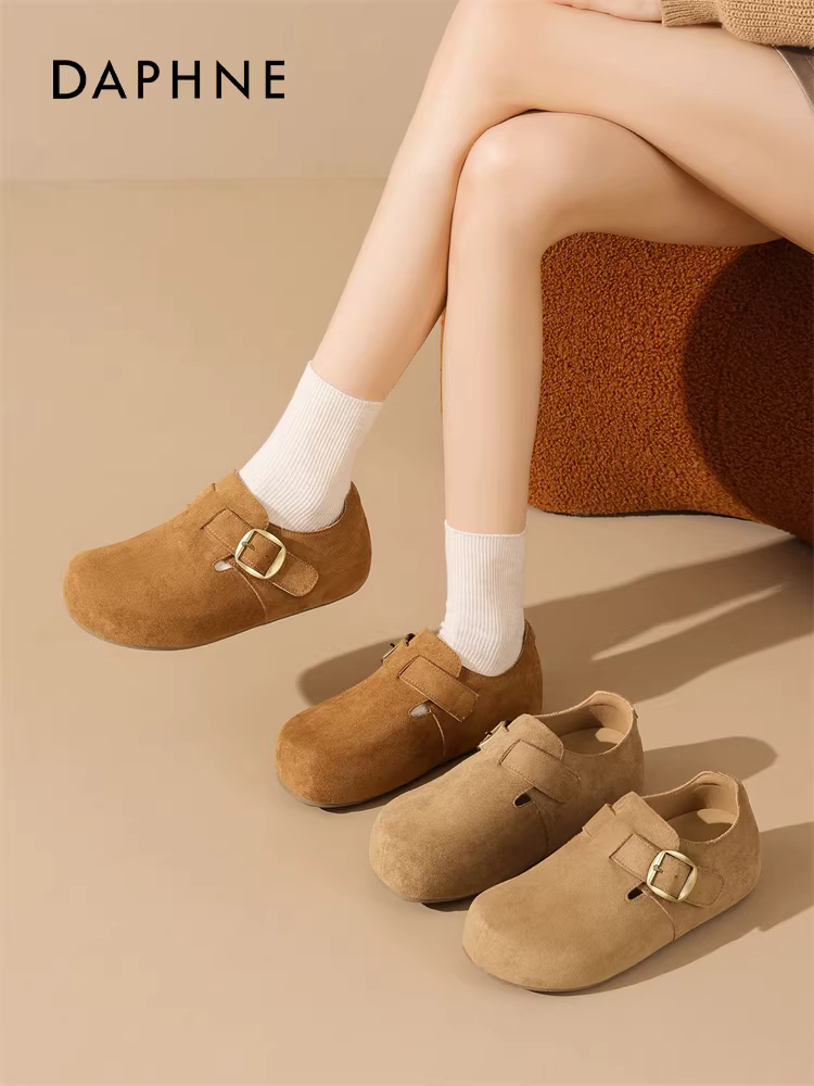 Giày Daphne nữ 2025 kiểu Birkenstock mới thịnh hành, đế dày, ôm chân, mùa thu đông, đa năng, đi chơi, dành cho bà bầu, giày đơn.