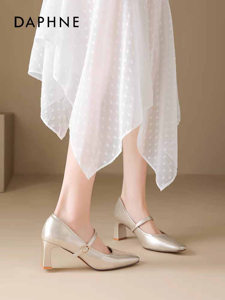 Giày Daphne Mary Jane nữ, kiểu mới thu đông 2025, giày đế thấp, kiểu dáng đẹp và cao cấp, giày cao gót thoải mái dành cho nữ.