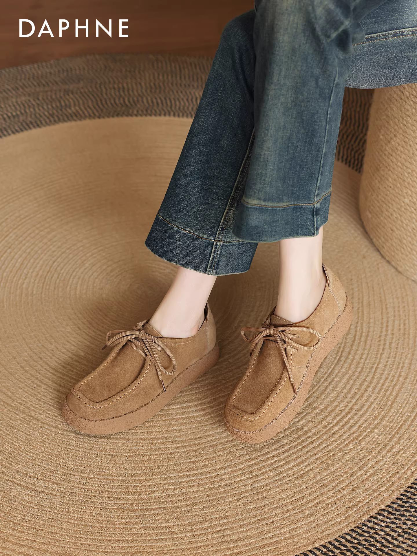 Giày Loafer Daphne nữ 2025 mới thu đông đế dày kiểu Birkenstock gót chunky giày kangaroo giày da nâu giày đơn