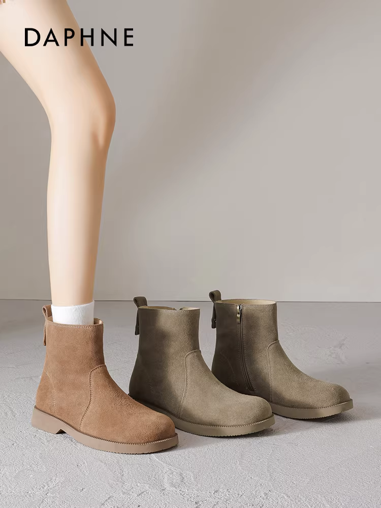 Giày bốt ngắn Birkenstock da lộn Daphne dành cho nữ, kiểu dáng retro Anh quốc mới mùa thu 2025, kiểu dáng ôm sát, rất thời trang, kiểu Martin.