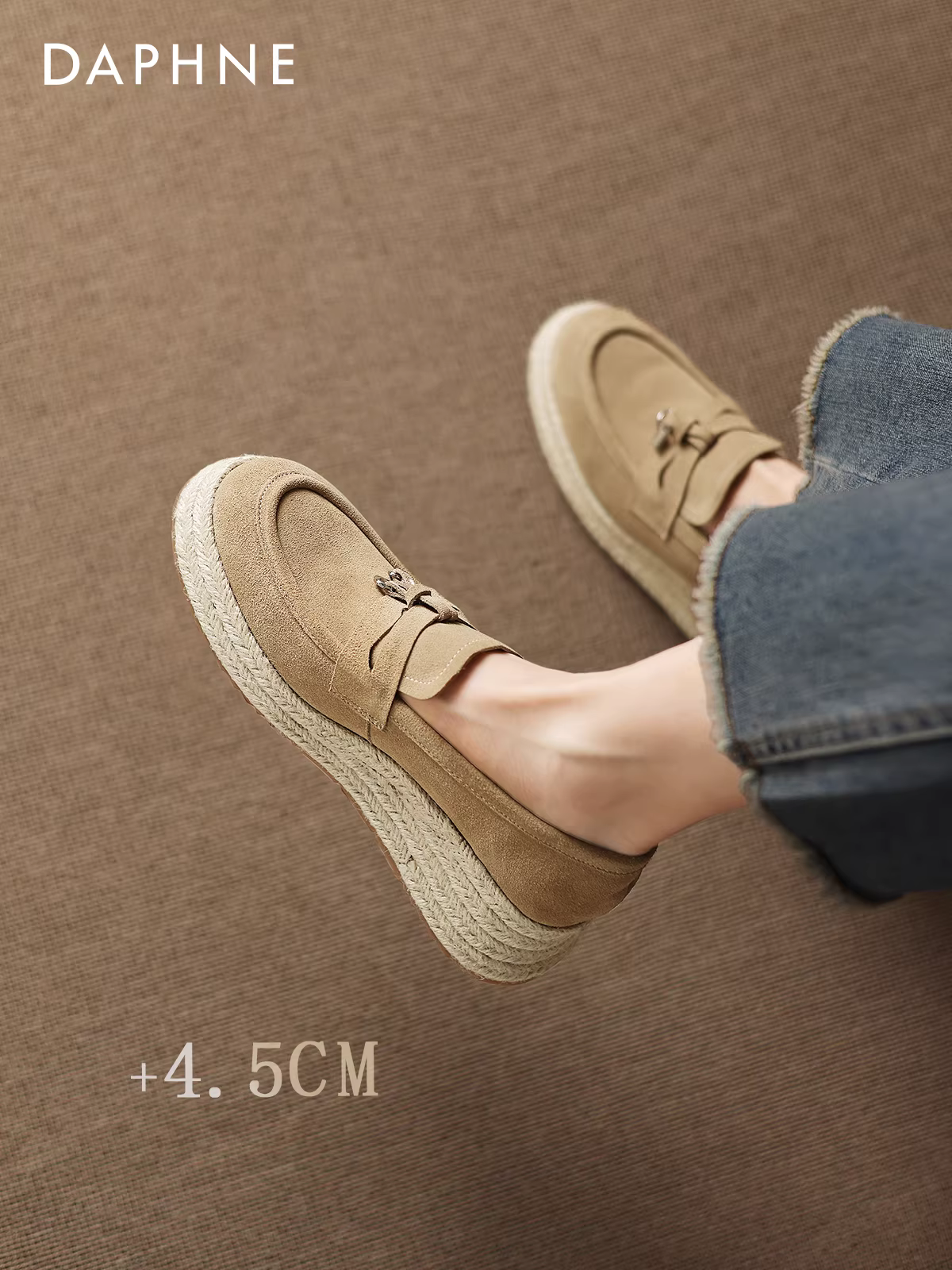 Giày Loafer nữ Daphne kiểu dáng cổ điển năm 2025, giày đế xuồng mùa thu mới, đế dày tăng chiều cao, giày đơn giản bằng da, giày kiểu cá sấu.