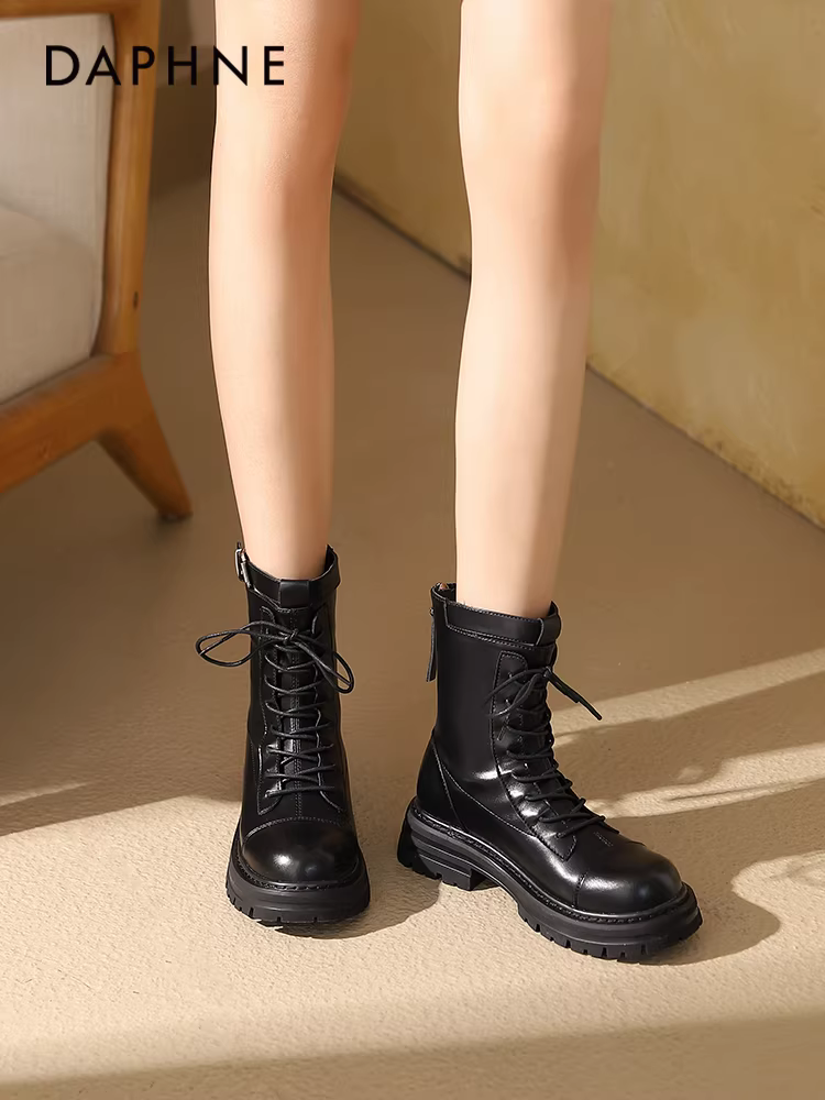 Giày bốt Daphne Martin nữ 2023, kiểu dáng phổ biến mùa thu, ôm sát chân, kiểu dáng ngọt ngào, cá tính, phong cách Anh, giày bốt ngắn nữ