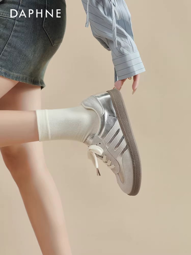 Giày thể thao nữ Daphne Silver Moral Training 2025 mới, thoáng khí, giày thể thao thường ngày, giày thể thao nữ mùa thu, đế dày