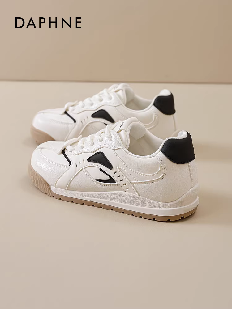 Giày thể thao đế dày Daphne dành cho nữ 2025, kiểu mới mùa đông, lót lông cừu, đa năng, thể thao, thường ngày, giày tập luyện Đức, màu trắng