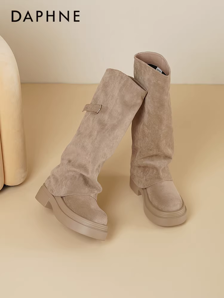 Giày bốt nữ Daphne Maillard 2025 mới thu đông đế dày kiểu quần ống rộng, kiểu bốt cưỡi ngựa, kiểu bốt lười