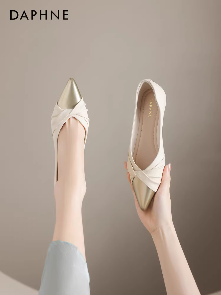 Giày bệt mũi nhọn Daphne dành cho nữ, kiểu mới mùa hè 2025, giày cưới thanh lịch đế bằng, giày bệt Mary Jane kiểu Pháp.