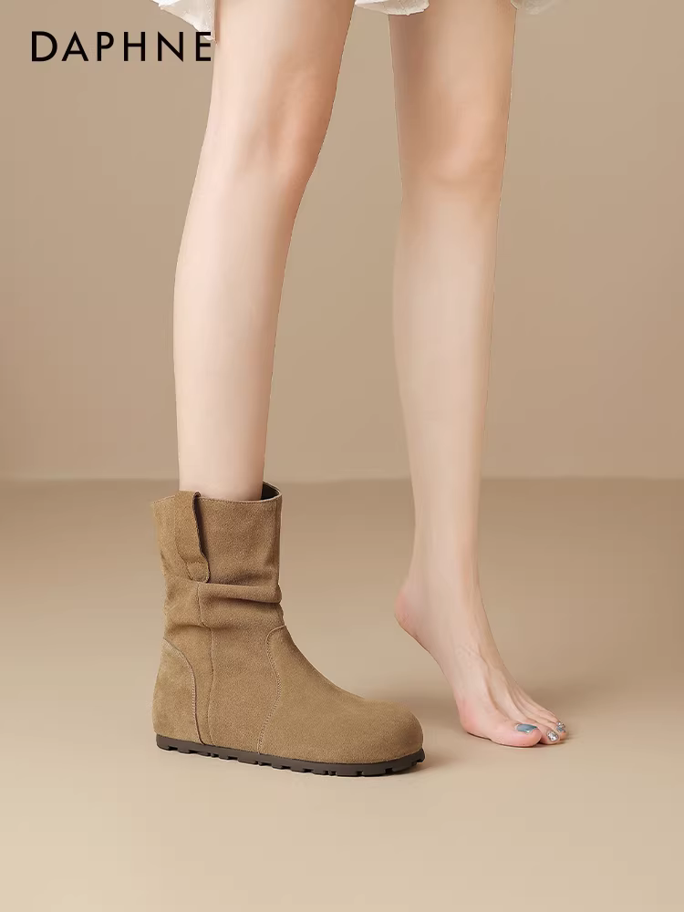 Giày bốt ngắn Daphne Birkenstock dành cho nữ, kiểu mới mùa đông 2025, kiểu dáng lười, đế bằng có tăng chiều cao ẩn, kiểu Martin, đế dày, kiểu dáng thon gọn.