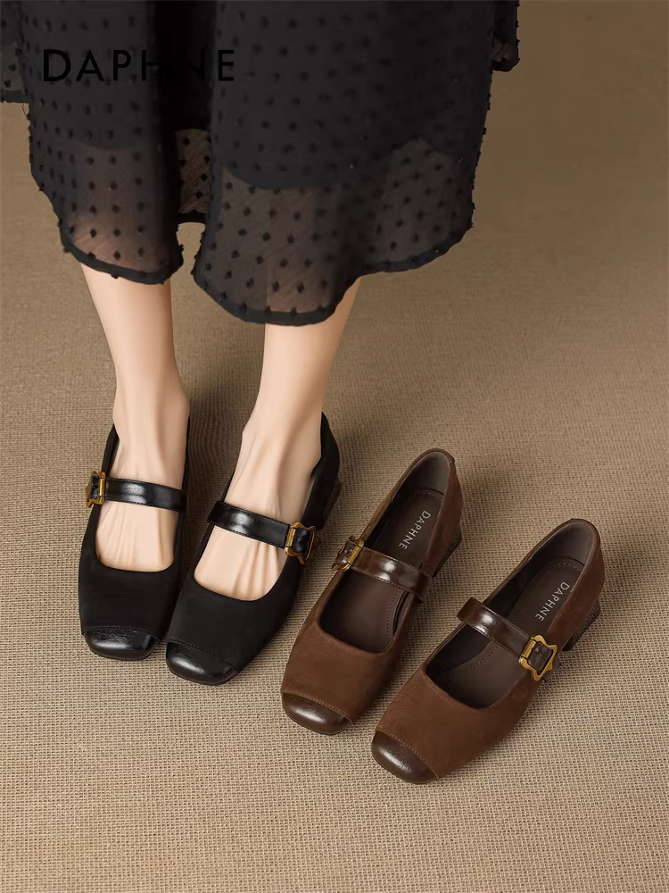 Giày Daphne Ballet Mary Jane dành cho Nữ 2026 Mùa Xuân Mới Vintage Đẹp Giày Đơn Thanh Lịch Đi Làm Giày Da
