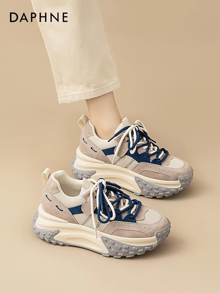 Giày bố đế dày Daphne dành cho nữ, kiểu dáng phổ biến, tăng chiều cao, nhẹ, đa năng, giày nữ thường ngày, đế mềm, mùa thu 2025