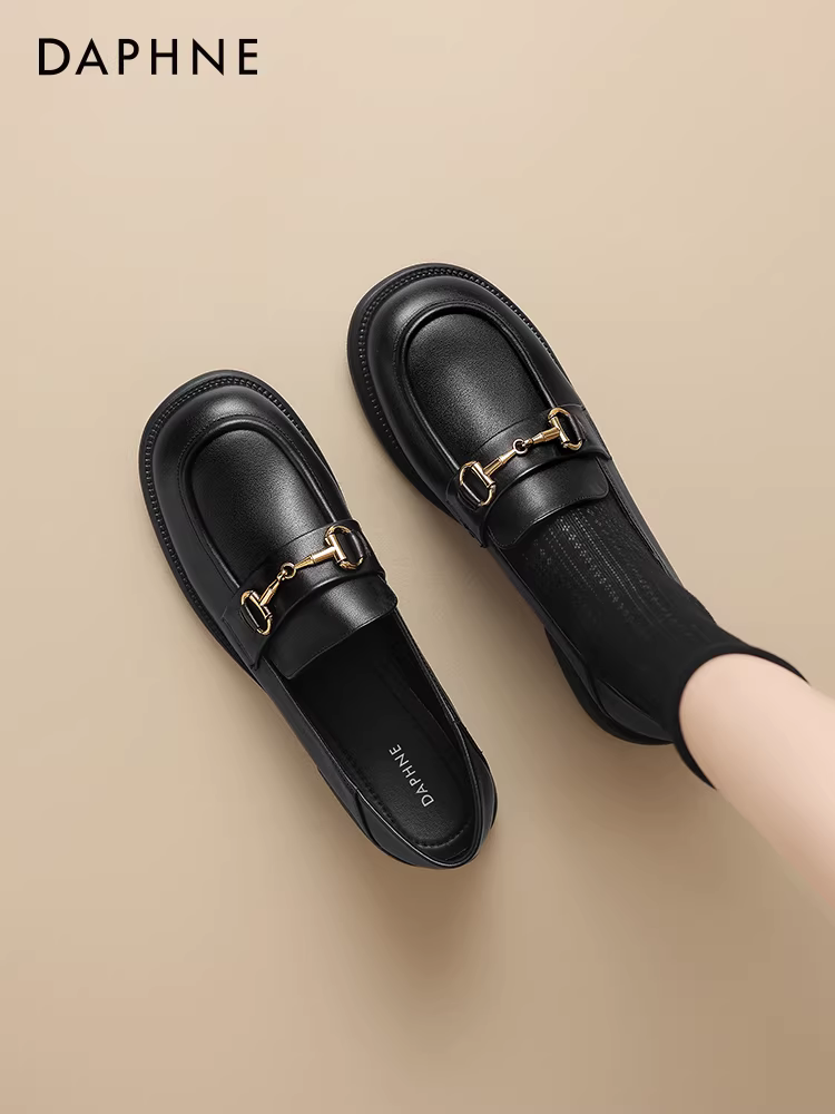 Giày Loafer Daphne nữ 2025 thu đông mới, giày da nhỏ, giày nữ đế thấp, phong cách Anh, giày bệt