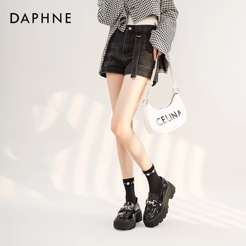 Giày lười đế dày Daphne dành cho nữ mùa hè 2025 kiểu mới giày nữ nhiều khóa giày đơn nữ phong cách Anh giày da nhỏ nữ mẫu mới