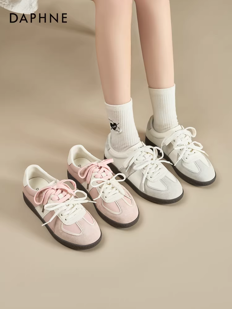 Giày tập Daphne dành cho nữ 2025 mẫu mới mùa thu, giày ballet đế dày đa năng, giày thể thao màu trắng có tăng chiều cao ẩn.