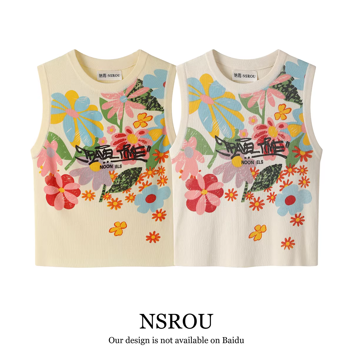 Áo vest dệt kim không tay ôm dáng, thời thượng và ngọt ngào dành cho nữ, kiểu dáng mới mùa hè với áo thun in họa tiết thời trang