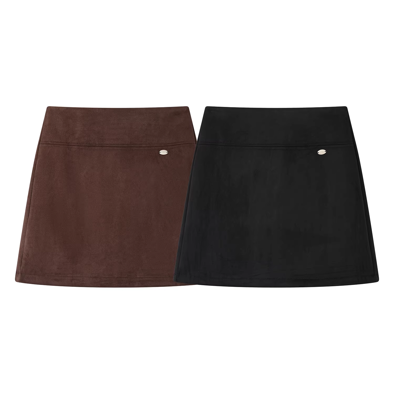 Váy da lộn cạp cao kiểu cổ điển Mỹ dành cho nữ, váy mini ôm sát dáng chữ A chống lộ thân hình, màu trơn, mùa thu sớm