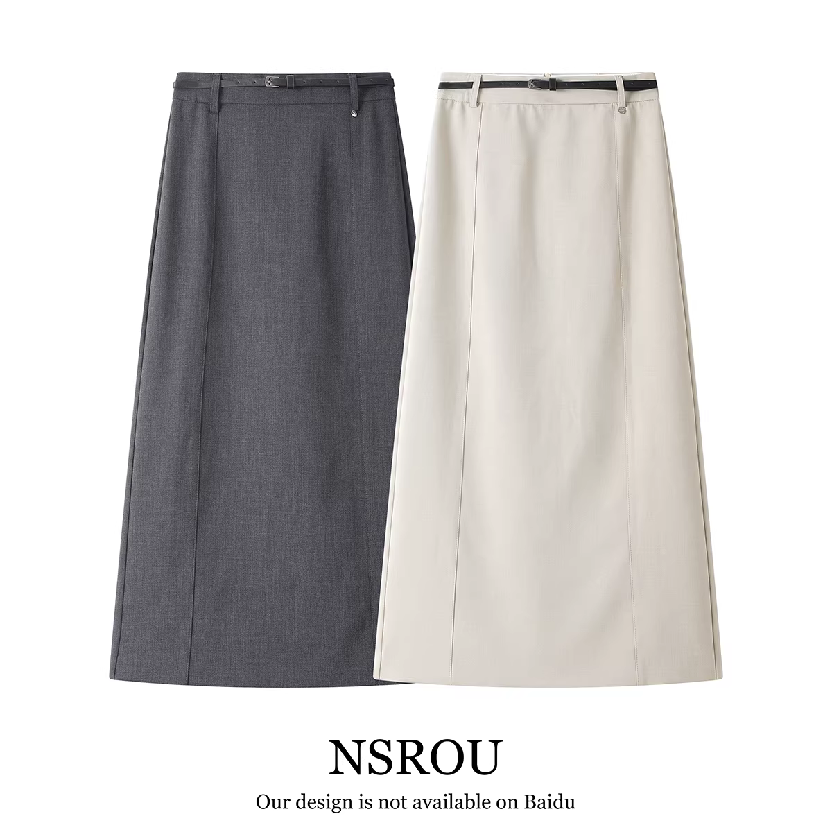 NSROU mới mùa xuân hè dành cho nữ váy midi cạp cao giảm béo váy bút chì chữ A váy xẻ tà độc đáo