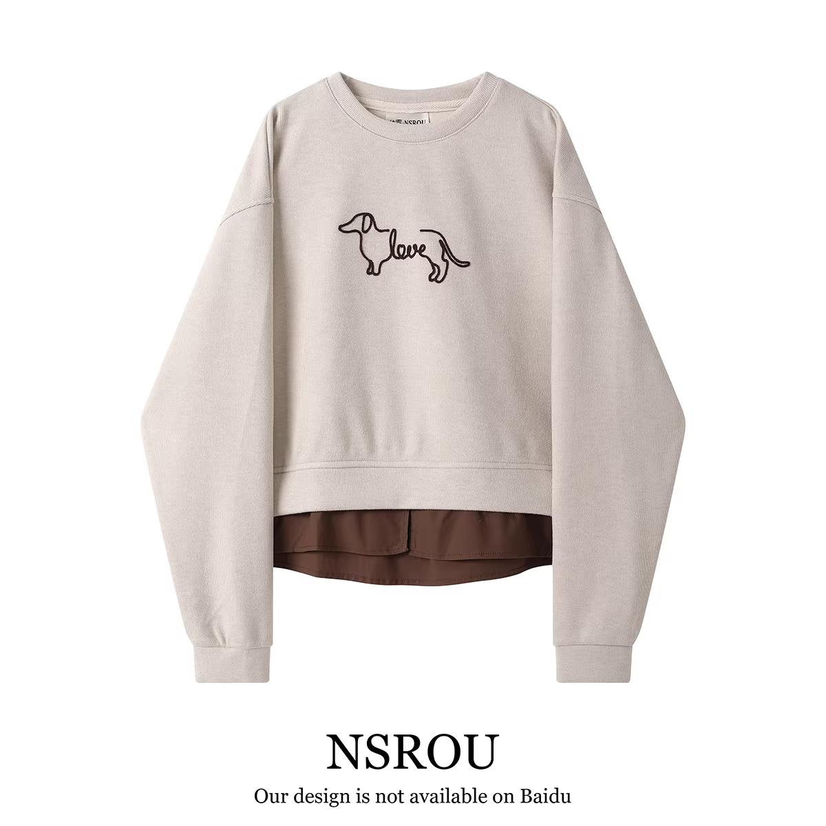 Áo khoác nỉ giả hai mảnh thời trang và phong cách NSROU Áo khoác dài tay đa năng phong cách Hàn Quốc dành cho nữ mùa thu đông