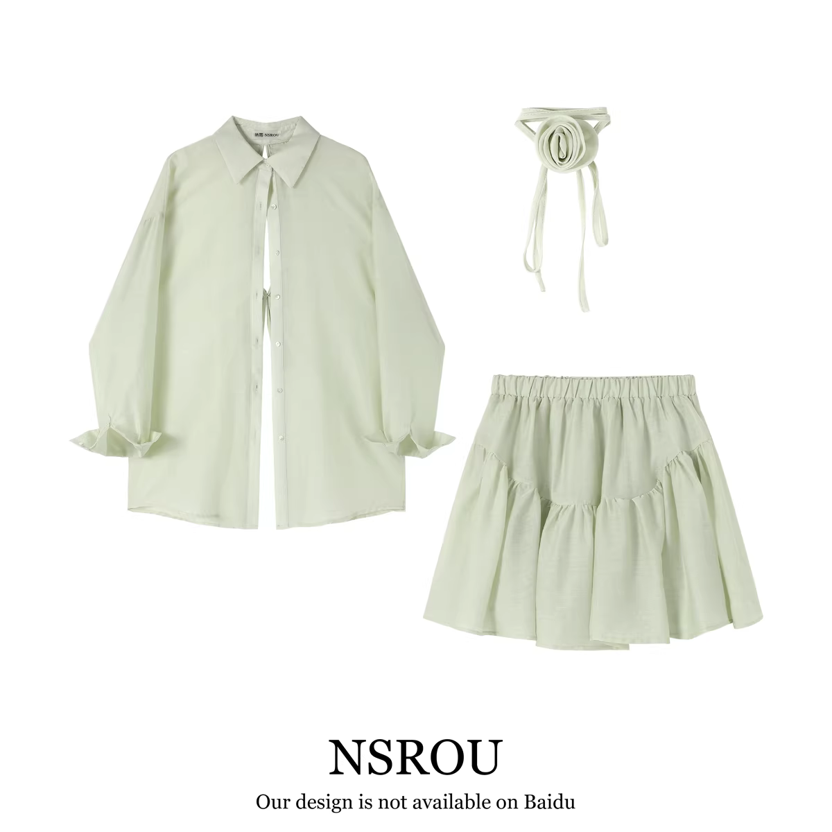 Bộ hai mảnh áo sơ mi và váy ngắn chống nắng kiểu dáng giản dị và năng động cao cấp dành cho nữ, trang phục thời trang giảm béo và trẻ hóa mùa hè.
