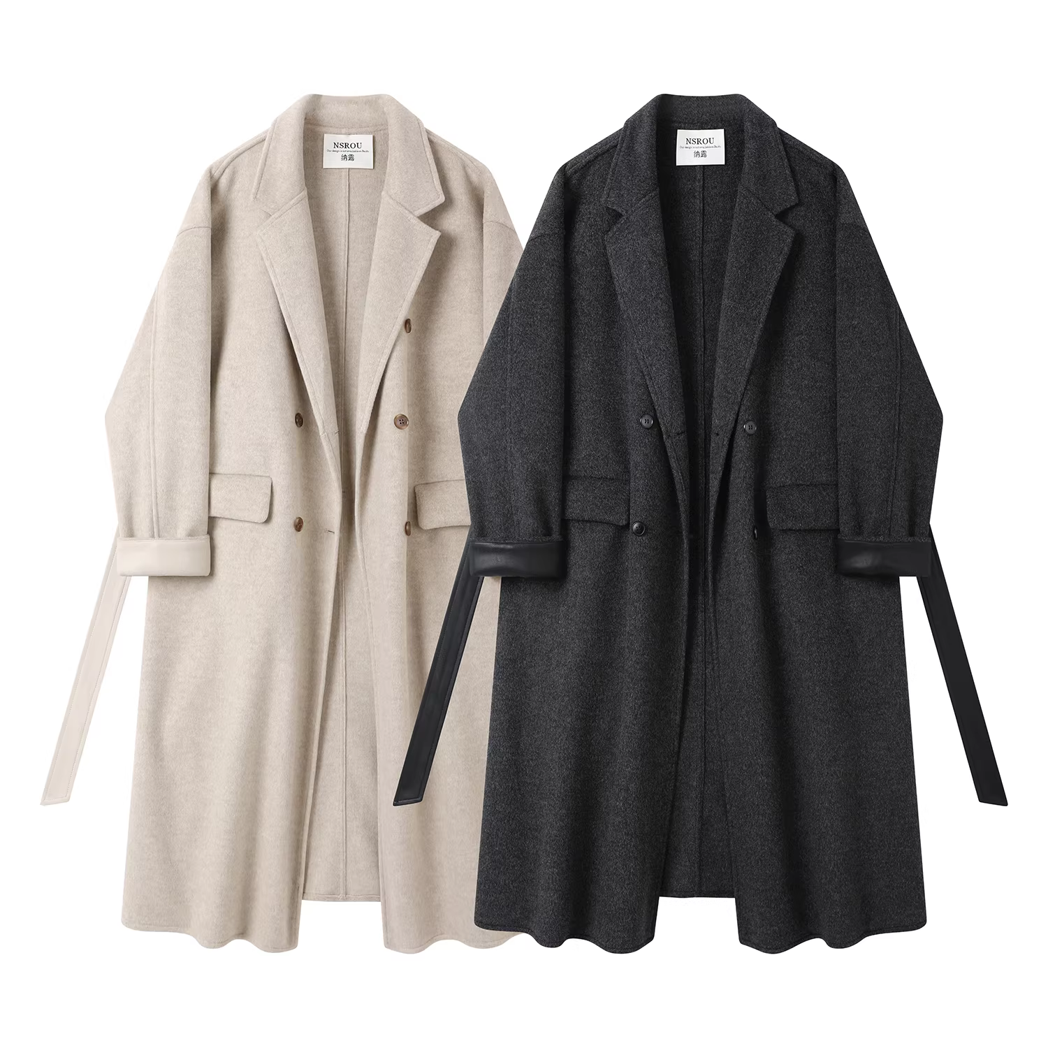 Áo khoác dạ cashmere hai mặt kiểu Hàn Quốc dành cho nữ, mẫu thu đông mới, áo khoác len dài vừa phải thanh lịch.