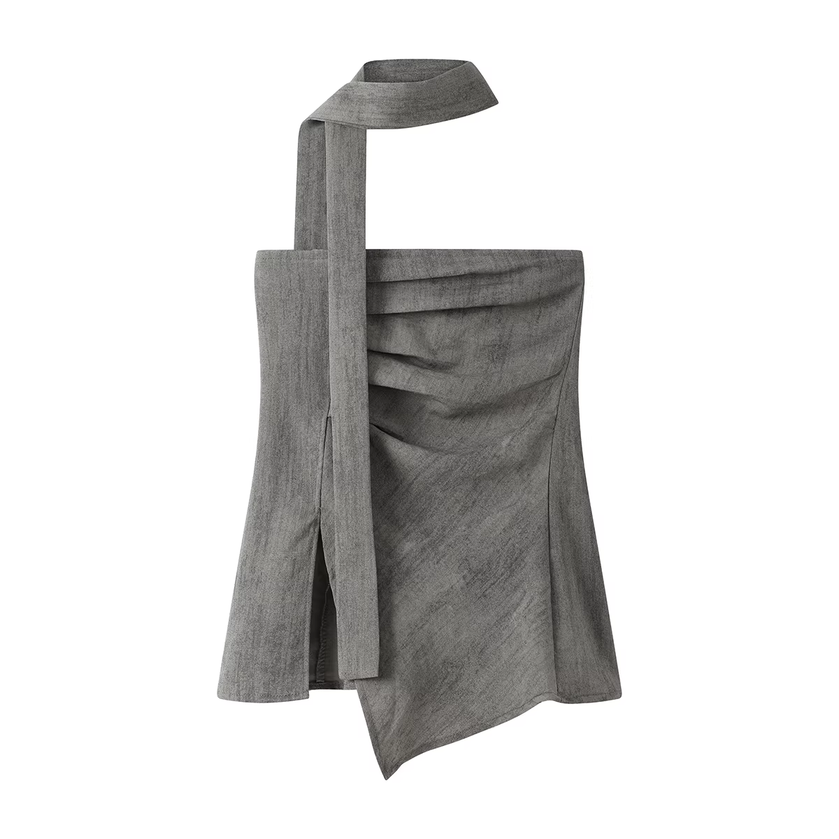 Bộ hai mảnh kiểu Pháp thanh lịch và đẹp mắt gồm áo ống xếp ly xẻ tà và chân váy cao eo dành cho nữ mùa hè