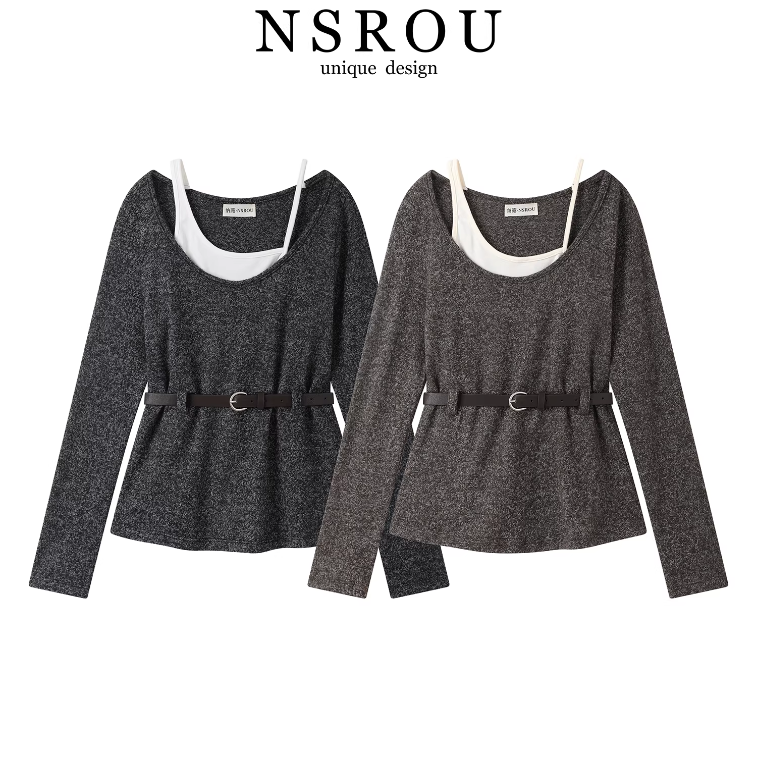 Áo len dệt kim hai mảnh kiểu Hàn Quốc dành cho nữ, áo len cao cấp thanh lịch thu đông, kiểu dáng ôm eo tôn dáng