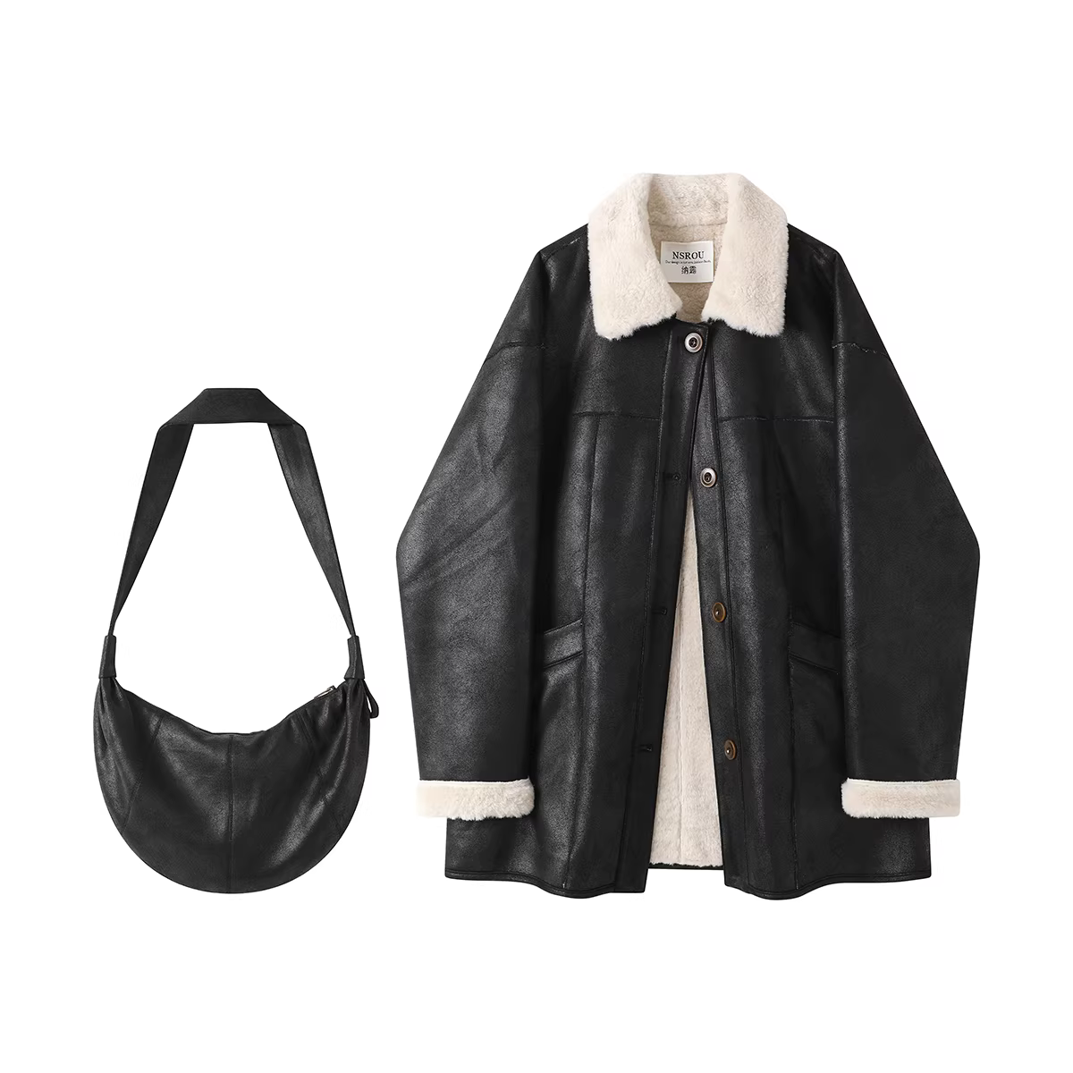 NSROU Mỹ retro dáng rộng giản dị da lộn lông thú áo khoác da một mảnh mùa đông nữ áo khoác nhung mới