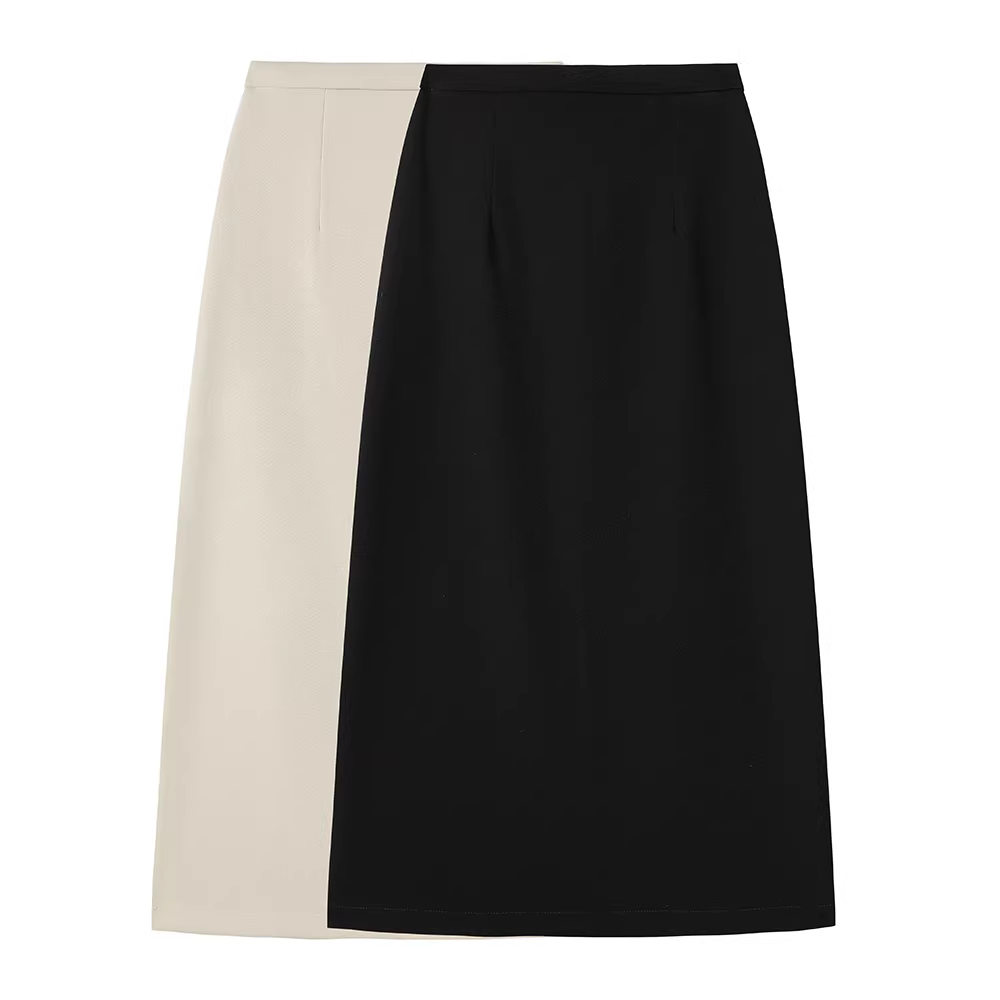 Váy bút chì dáng chữ A eo cao, dài trung bình, kiểu Pháp, dành cho nữ, mùa xuân thu, váy đen cao cấp đa năng.