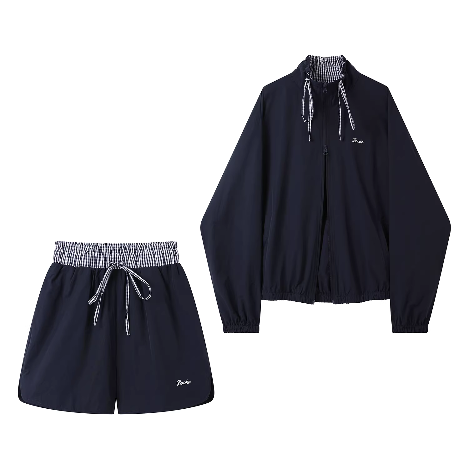 Bộ đồ hai mảnh áo khoác ngắn cổ đứng và chân váy thời trang, phong cách dành cho nữ, bộ trang phục mùa thu mới.