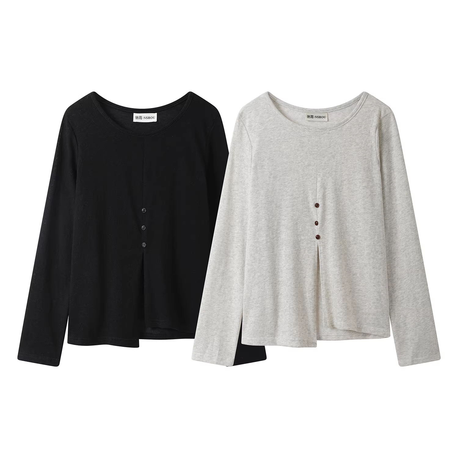 NSROU Áo thun dài tay dáng rộng phong cách Pháp dành cho nữ, áo sơ mi dệt kim đa năng mới cho đầu mùa thu.